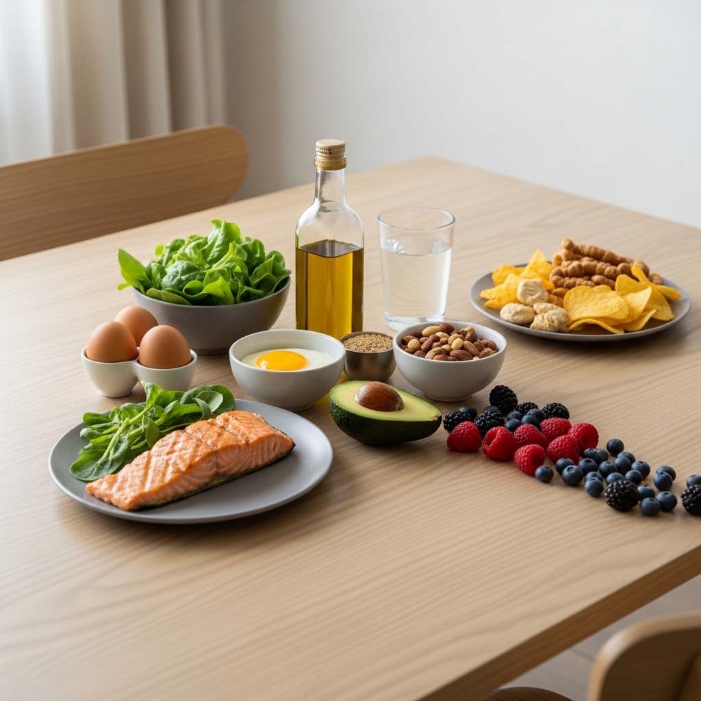 Healthy whole foods for intermittent fasting diet plan including lean protein and vegetables