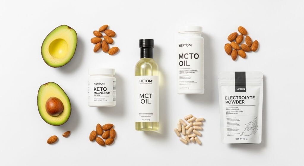 keto supplements including magnesium electrolyte powder and MCT oil