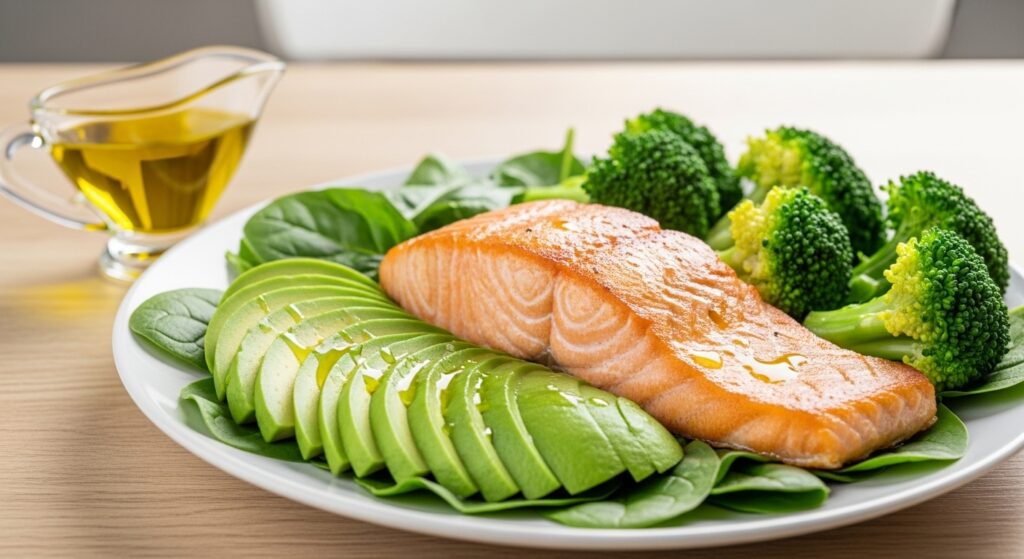 balanced keto meal with low net carbs