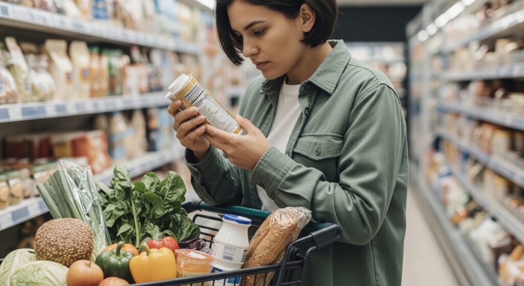 Beginner checking food label to avoid hidden carbs on keto diet