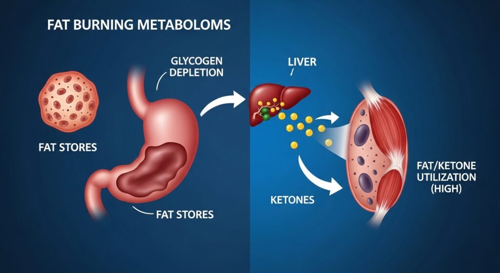 diagram showing how the body switches from glucose to ketones during keto diet